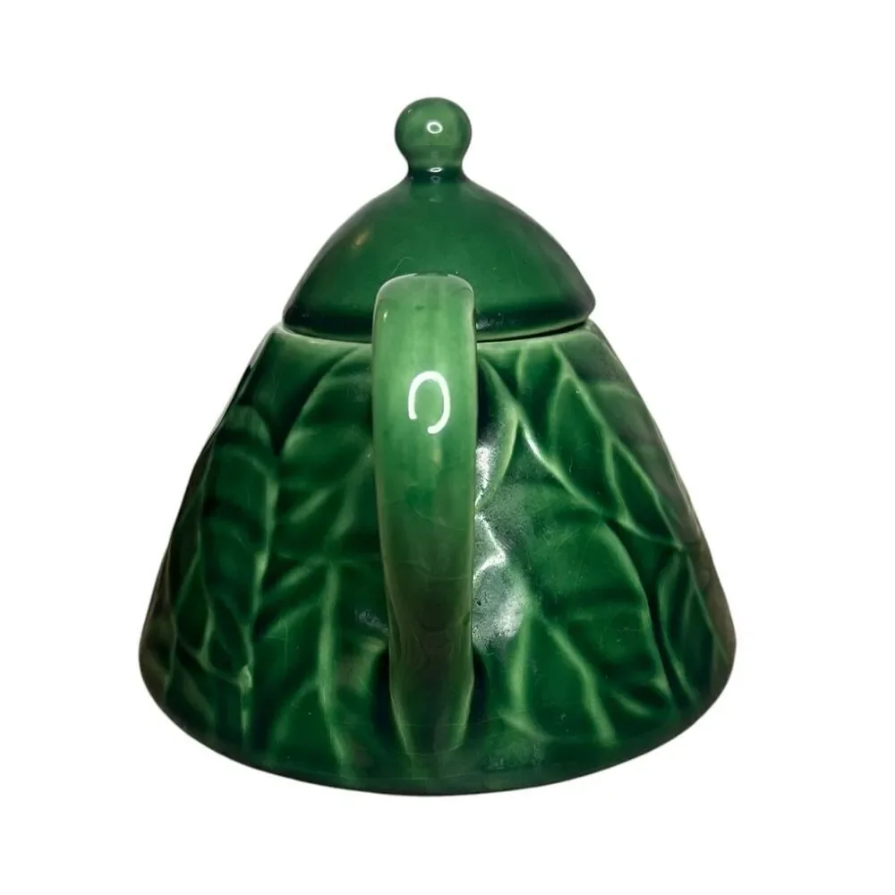Pier 1 Imports Teapot Green‎ Jade Leaves Stoneware with Lid